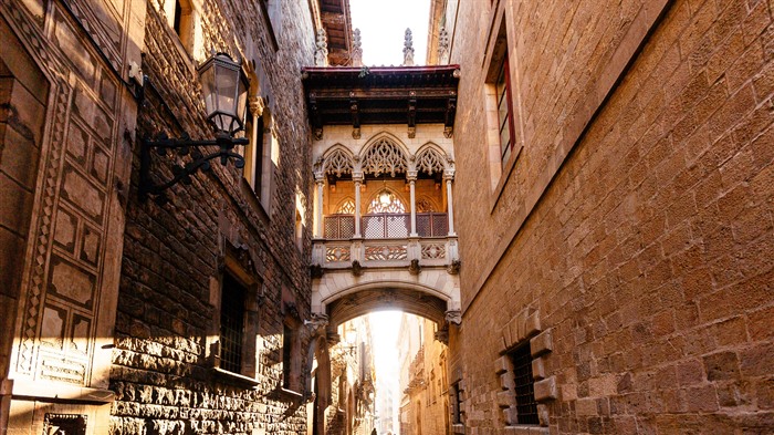 Bishop de Bridge, Gothic Quarter, Barcelona, España, Bing, 4K Vistas:2096