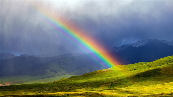 Kirguistán, montañas de Narenkakshaltu, Rainbow, Bing, 4K Vistas:1671