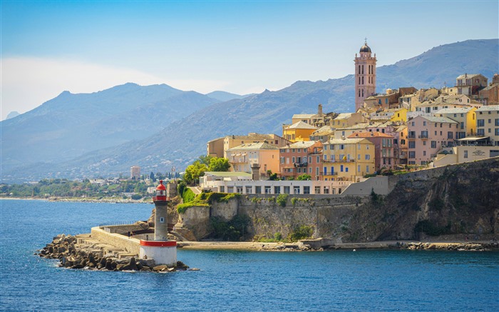 Tour d'éclairage, côte, petite ville, Port Bastia, France, 5K Vues:2877