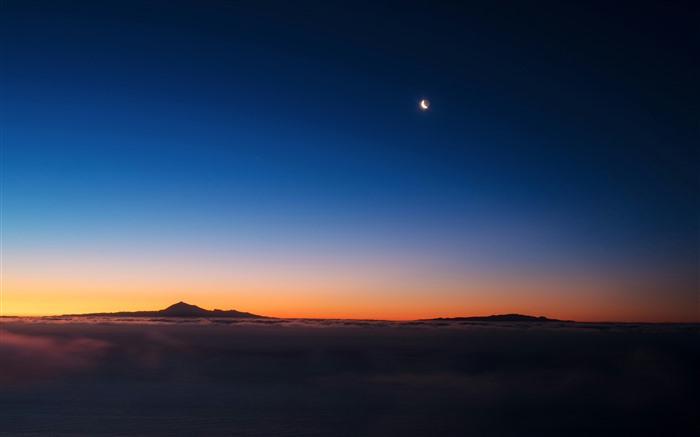 España, La Palma, Mar de Nubes, amanecer, luna llena, 5k Vistas:3331