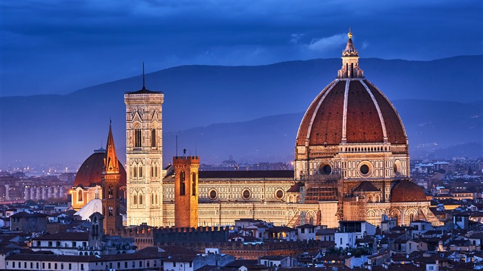 Florence Duomo, anochecer, edificio, Italia, Bing, 4K Vistas:1336