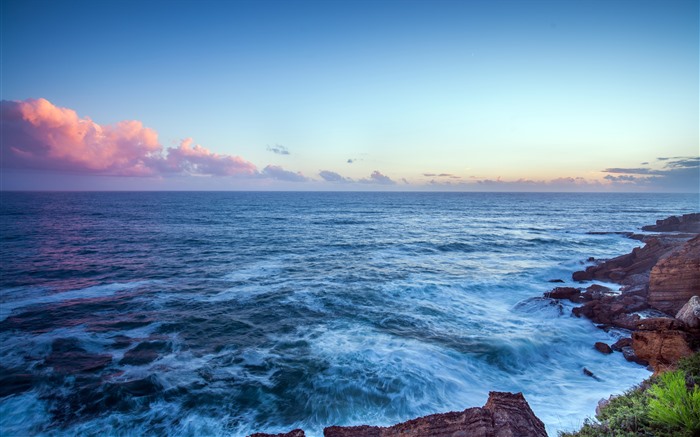 Coast Rocks Ocean Skyline Nature Landscape 5K Views:646