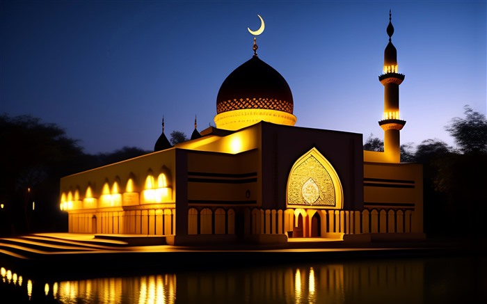 Mosque Crescent Moon Top Abu Dhabi Night 5K Views:445