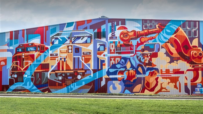 Power of the Titans Mural, Kansas City, Missouri, Bing, 4K Vistas:1342