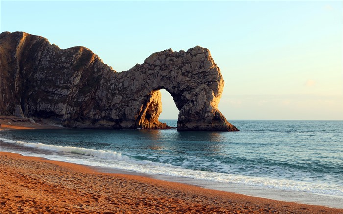 Plage, coucher de soleil, porte de Durdle, Wareham, Royaume-Uni, 5K Vues:207