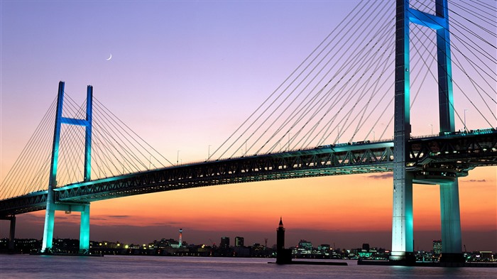 Bridge, Dusk, Yokohama, Prefectura de Kanagawa, Bing, 4K Vistas:1631