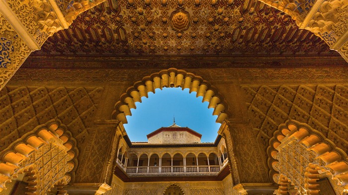 Patio de las doncellas, Alcazar de Sevilla, España, Bing, 4K Vistas:1241