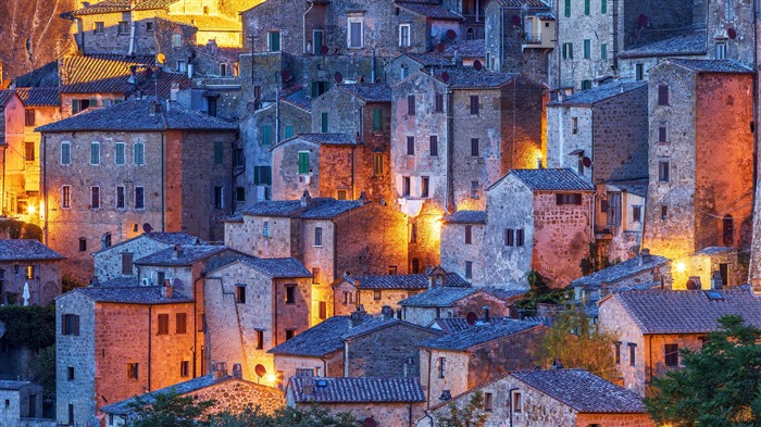 Pequeño ciudad, Sorano, Toscana, Italia, Bing, 4K Vistas:1993