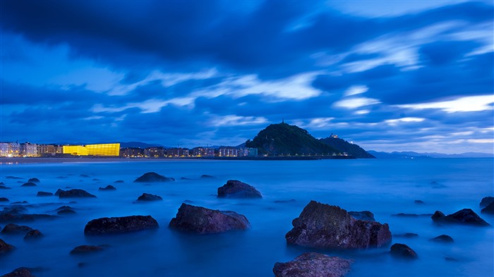 Sunset, Zurriola Beach, San Sebastian, Vasco, Bing, 4K Vistas:1918