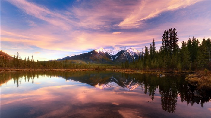 Sunset, Parque Nacional Banff, Alberta, Canadá, Bing, 4K Vistas:1469