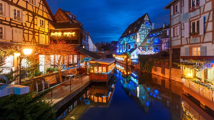 Casas a medias alsacianas, Lauch River Colmar, Alsacia, Bing, 4K Vistas:1091