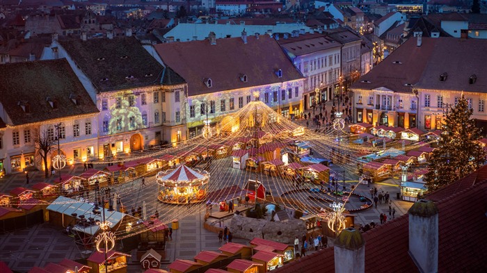 Mercado de Natal, Sibiu, Romênia, Bing, 4K Visualizações:690