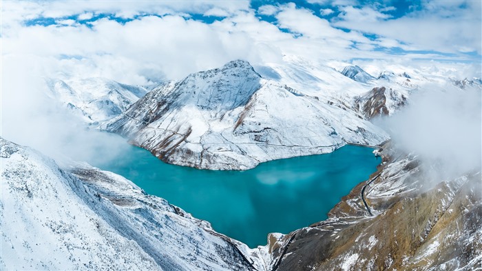 Reservatório de Manla, cena de neve, shigatse, Tibete, China, Bing, 4K Visualizações:901