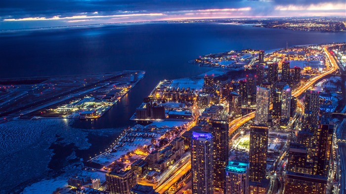 Skyscraper, Lago Ontário, inverno, Toronto, Bing, 4K Visualizações:881