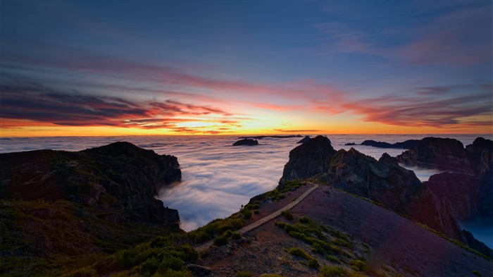 Sunset, Cloudea, Arieiro Peak, Portugal, Bing, 4K Visualizações:764