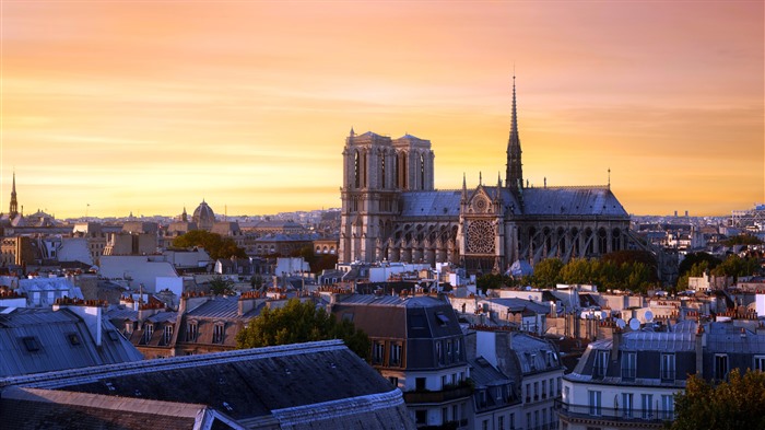 Sunset, Catedral de Notre Dame, Paris, França, Bing, 4K Visualizações:809