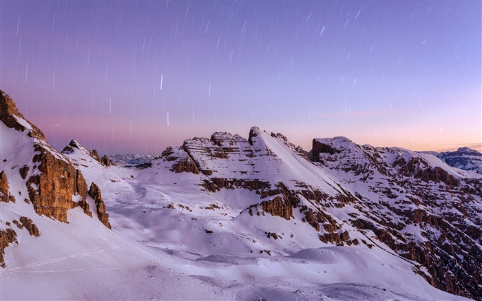 Alps Snow mountains Winter Peaks Star trails View 5K Views:735