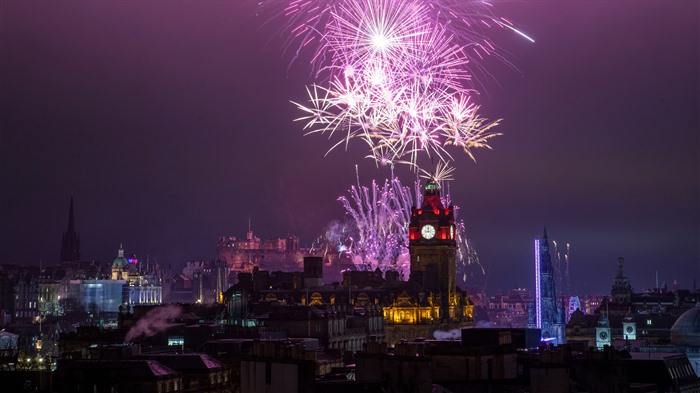 Hogmanay, 2024, fogos de artifício, Edimburgo, Escócia, Bing, 4K Visualizações:978