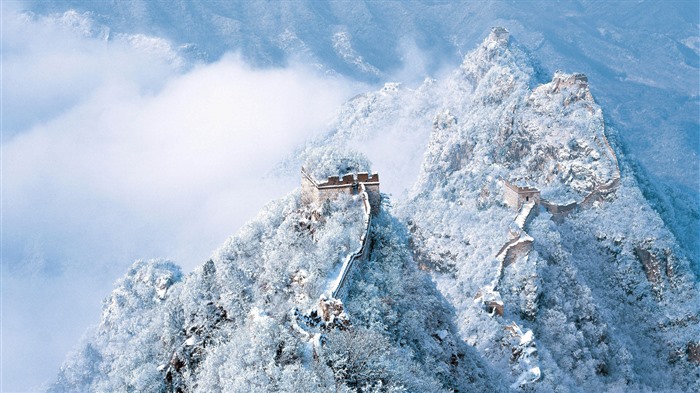 冬季，楼梯，雪，长城，中国，Bing，4k 浏览:1381